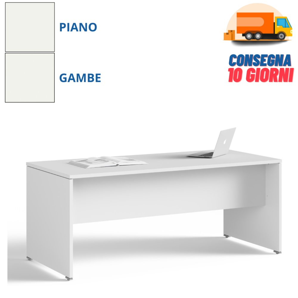 Scrivania da ufficio in legno di recupero con gambe trapezoidali nere, PERSONALIZZABILE - Italia